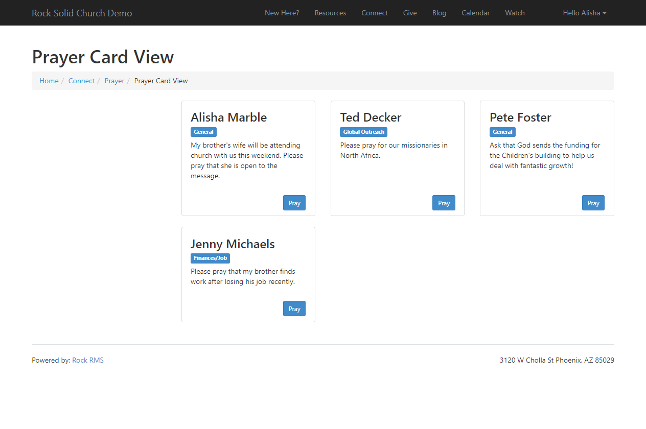 Prayer Card View
