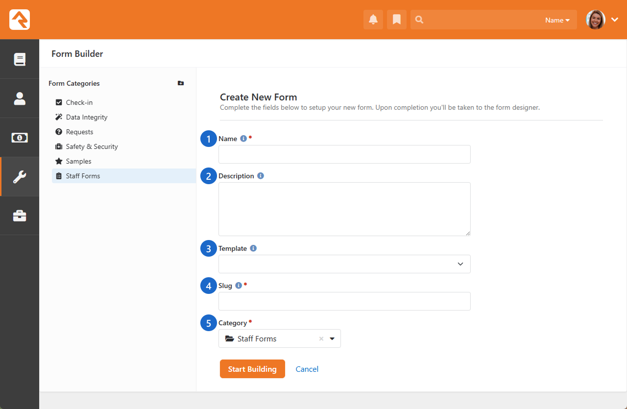 Create new form view in Form Builder