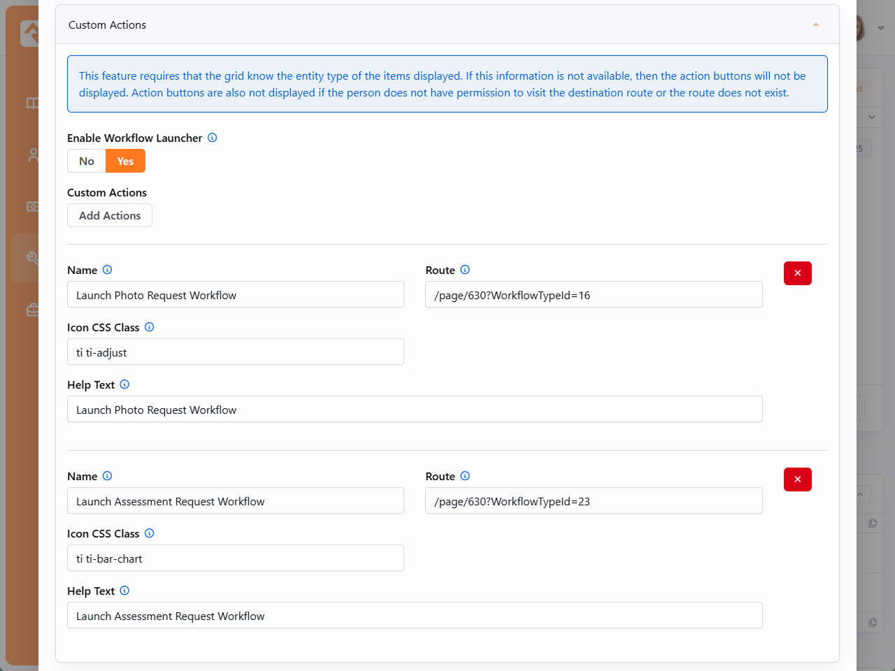 Multiple Custom Actions