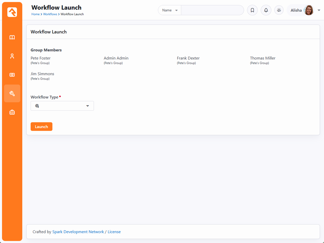 Launch From Grid - Launch Page