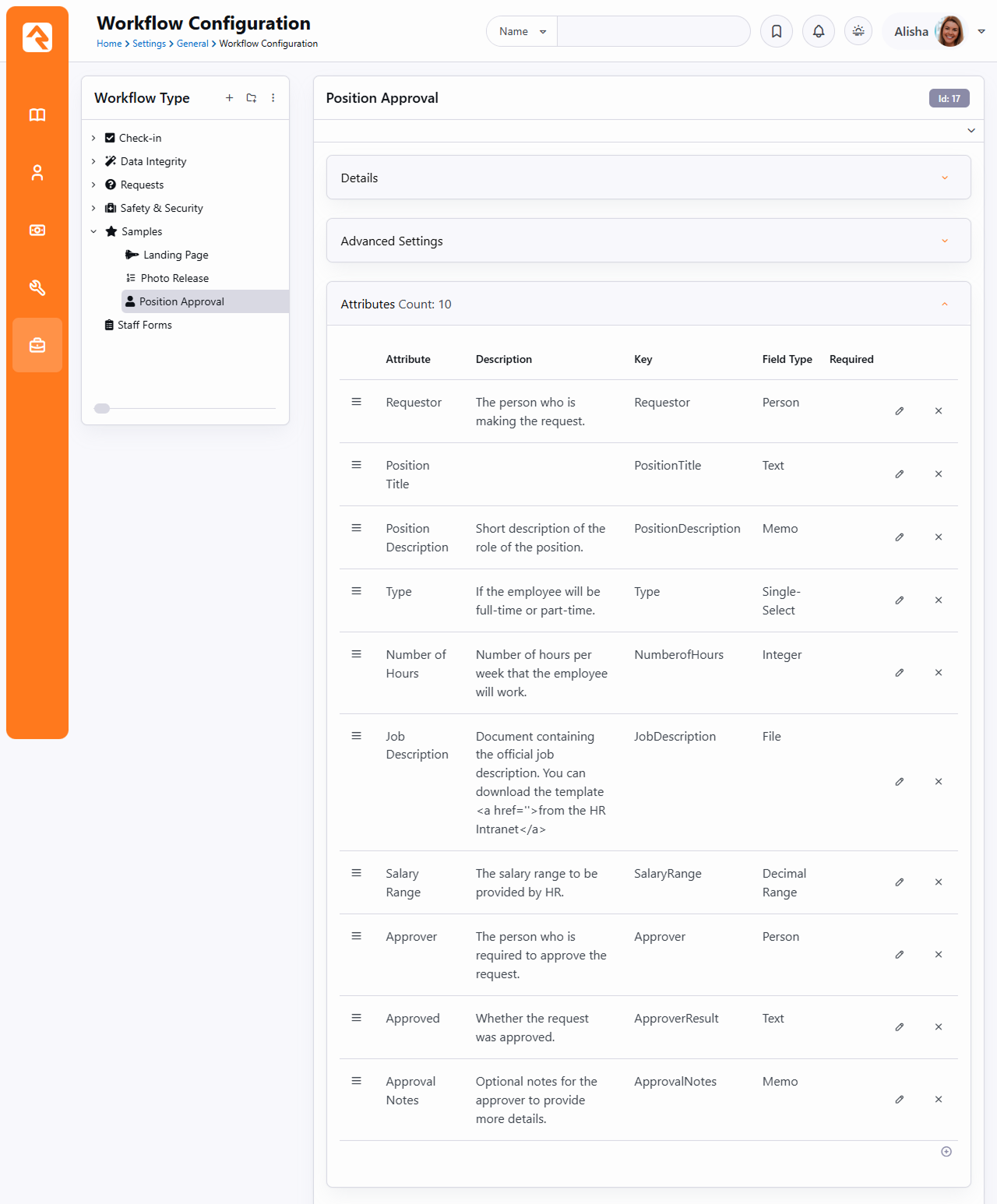 Workflow Type Attributes