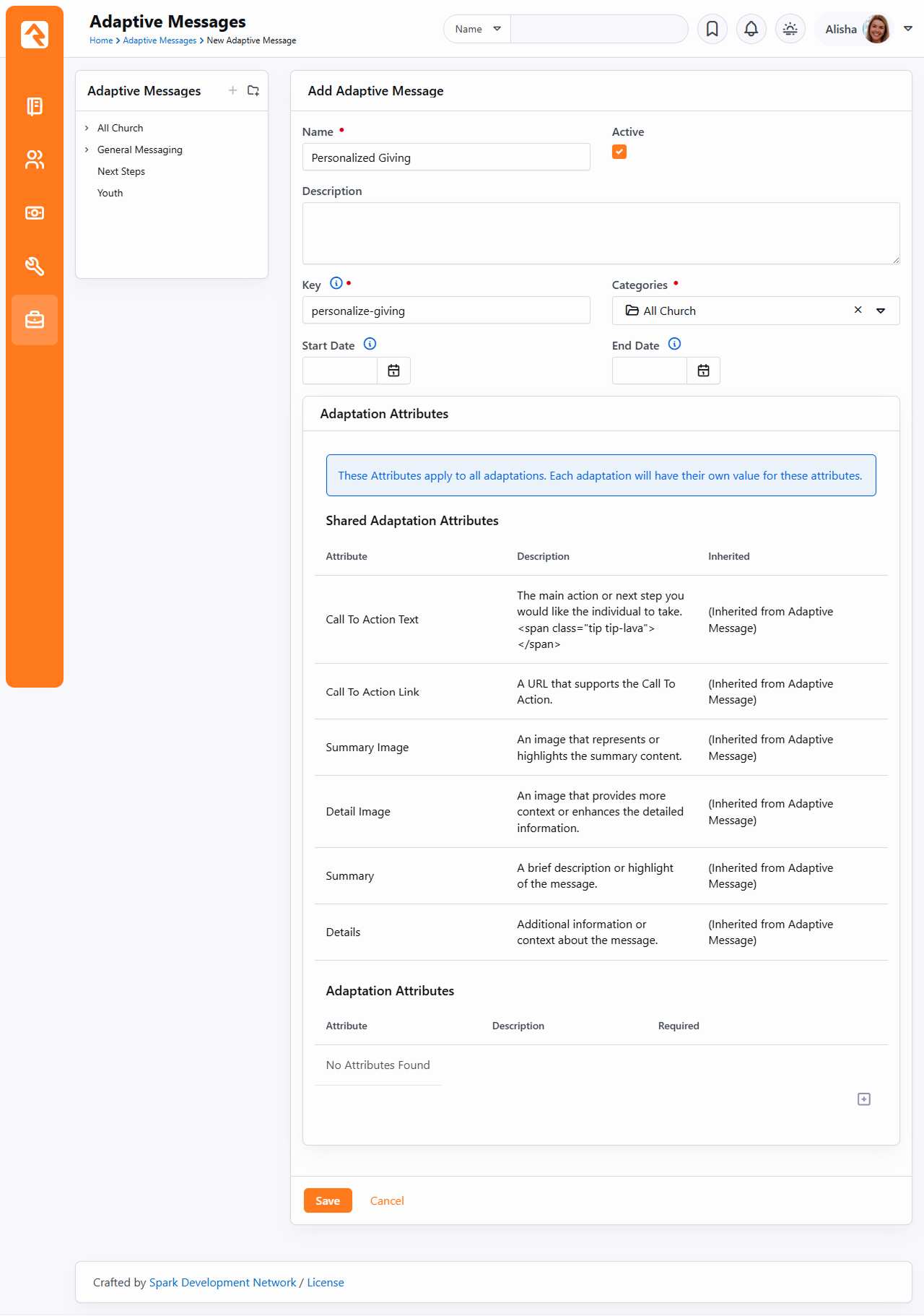 Adaptive messages Personalized Giving Overview