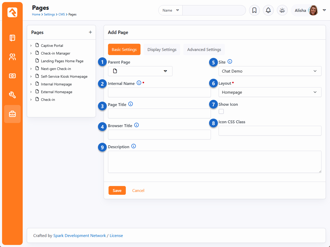 Add Page - Basic Settings