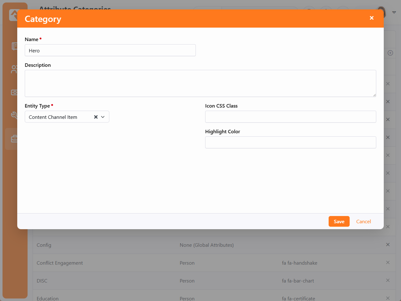 Content Component Attribute Categories