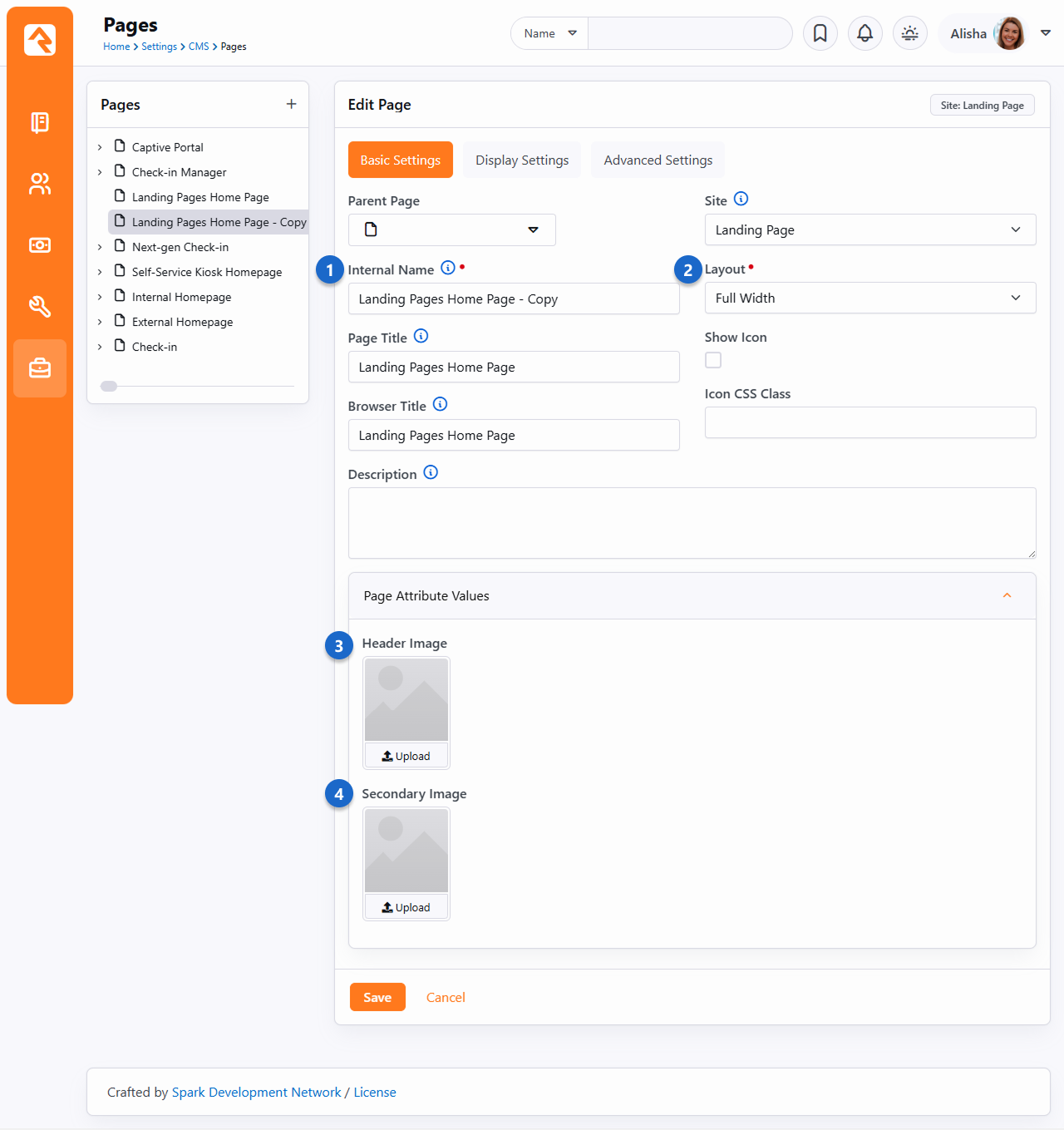 Edit Landing Page