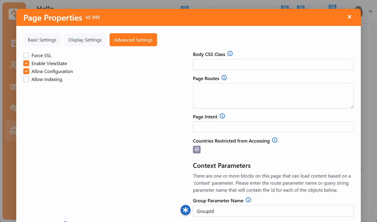 Page Context Configuration