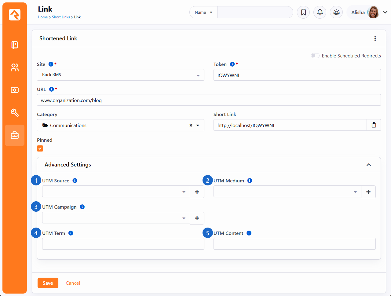 Short Link Advanced Settings