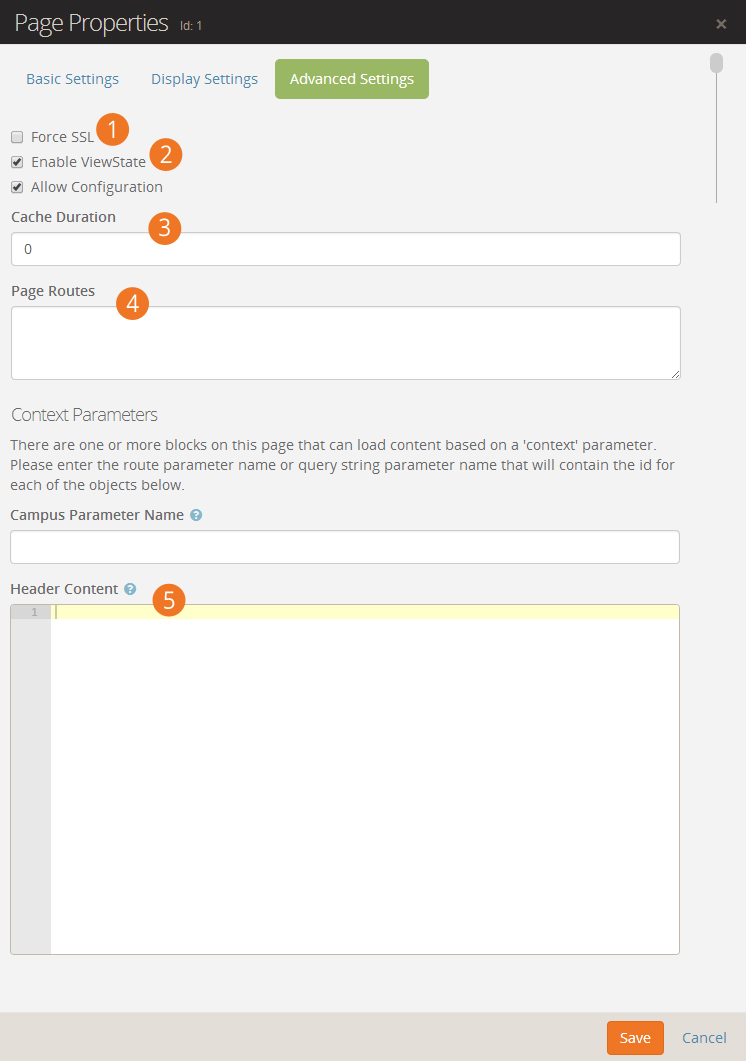 Page Settings Advanced