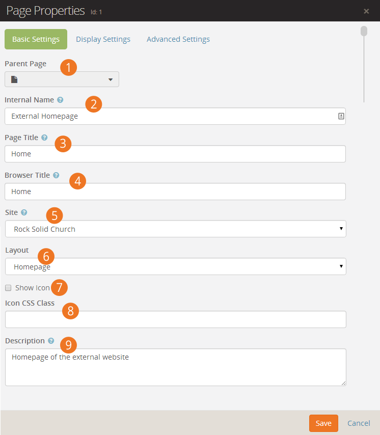 Page Settings Basic