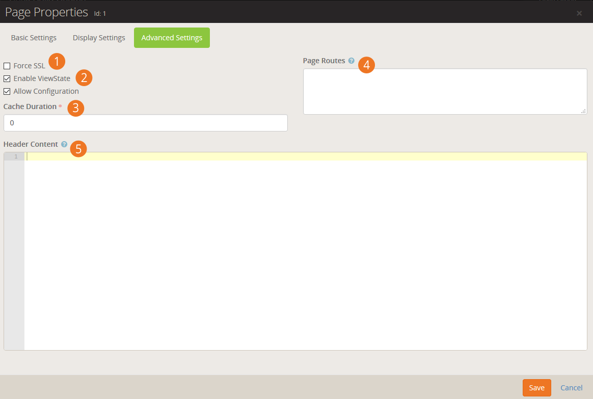 Page Settings Advanced