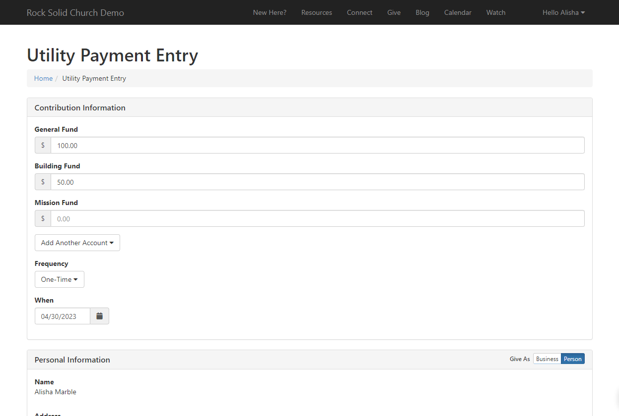 Utility Payment Entry