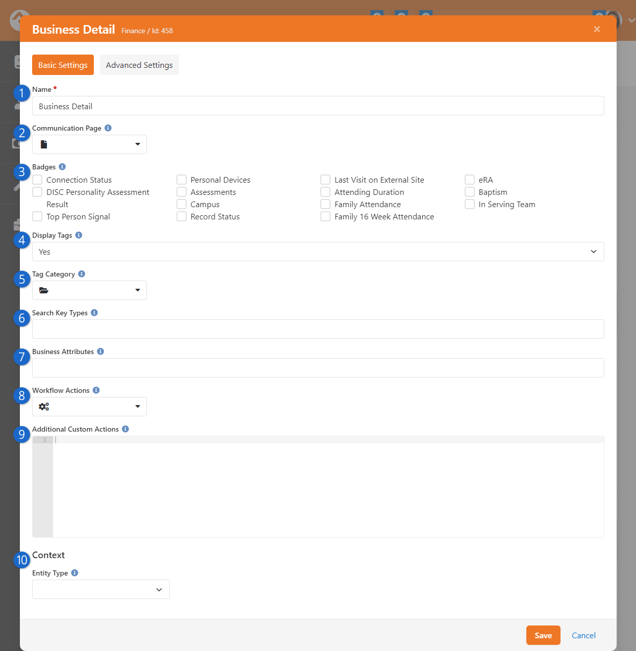 Business Detail Block Settings