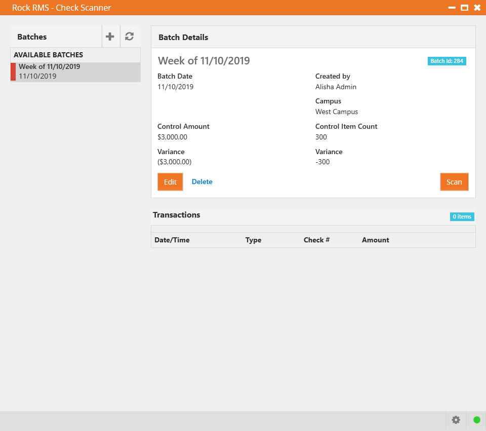 Check Scanner Home Screen