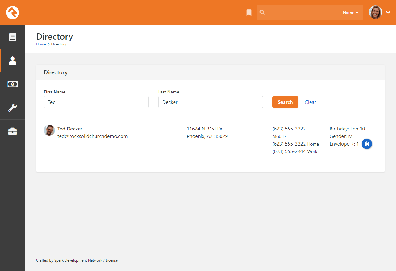 Directory Search with Envelope Number Displayed