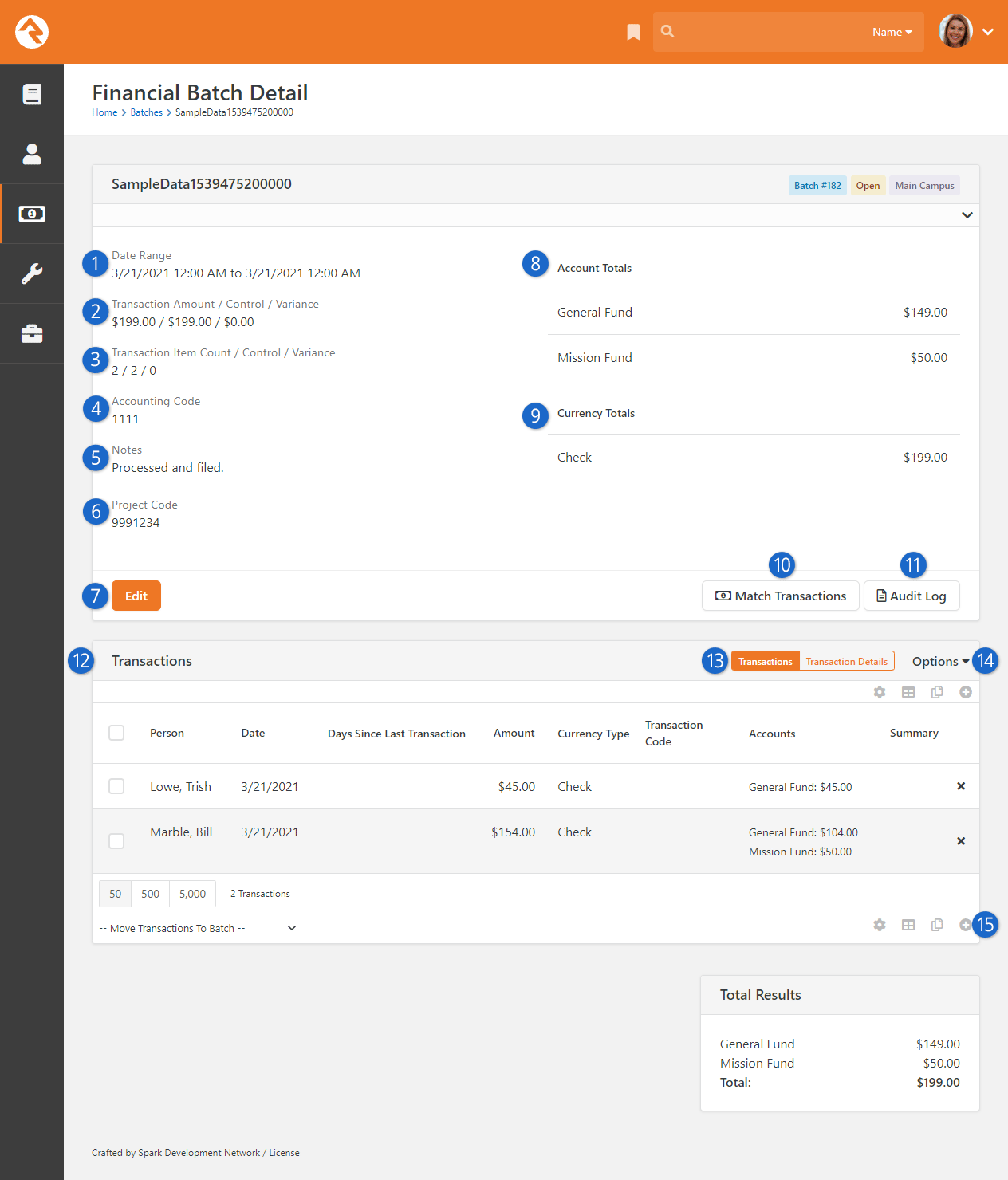 Financial Batch Detail