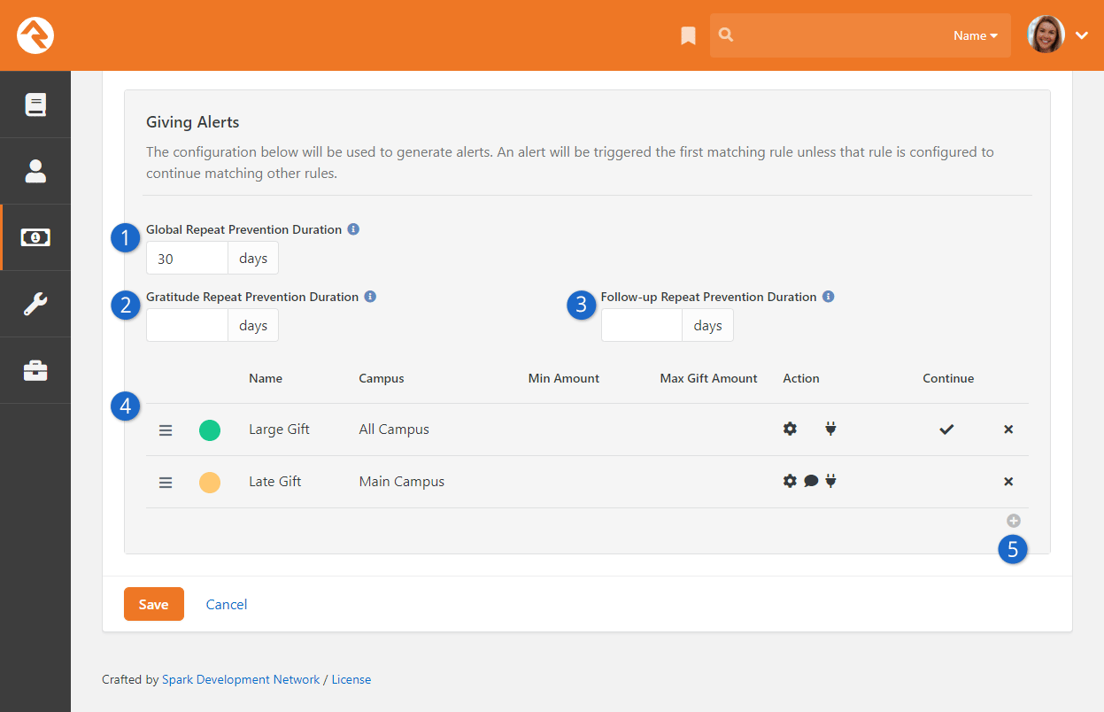 Giving Alerts Configuration