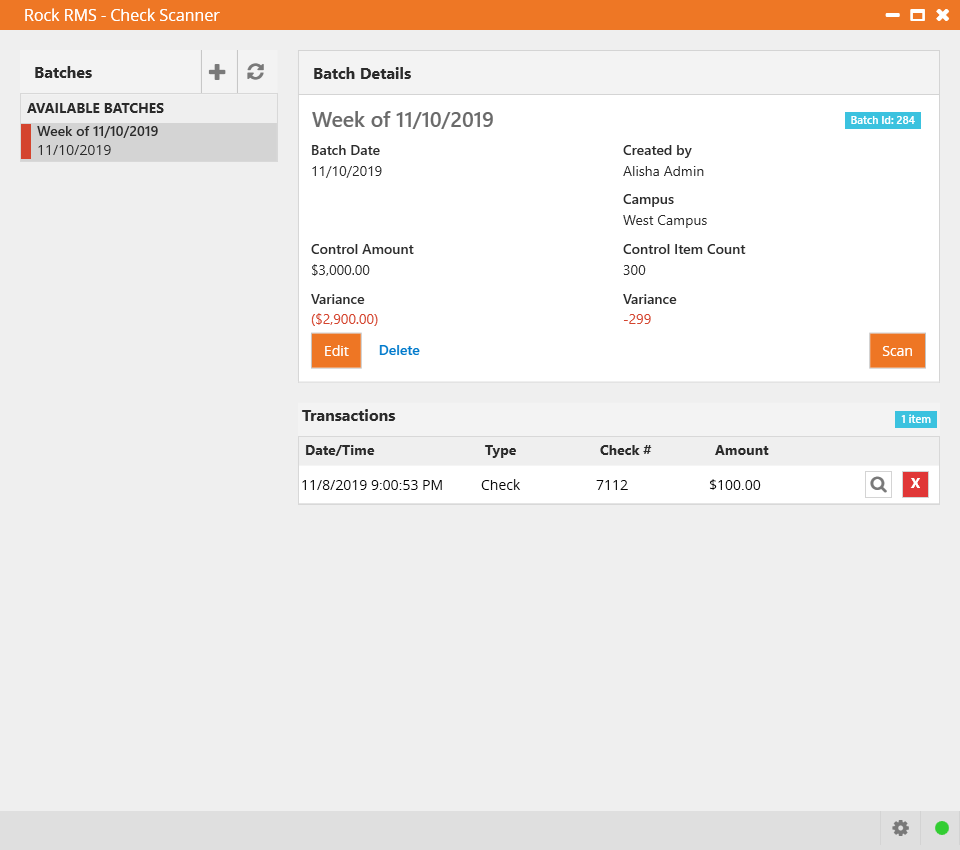 Home Screen with Transaction
