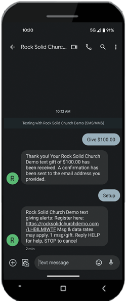 Text Giving Setup Keyword