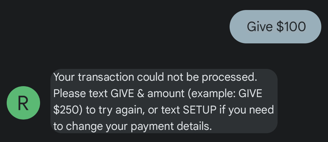 Transaction Failure Response