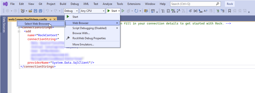 Visual Studio Debug Web Browser Setting