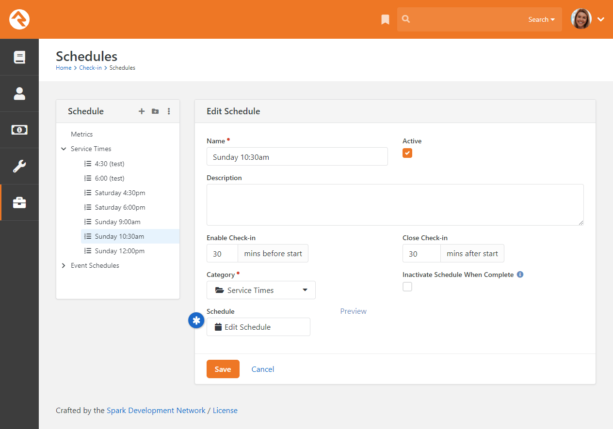 Manage Check-in Schedule