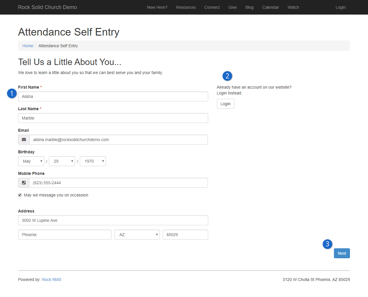 Attendance Self Entry - Person Information