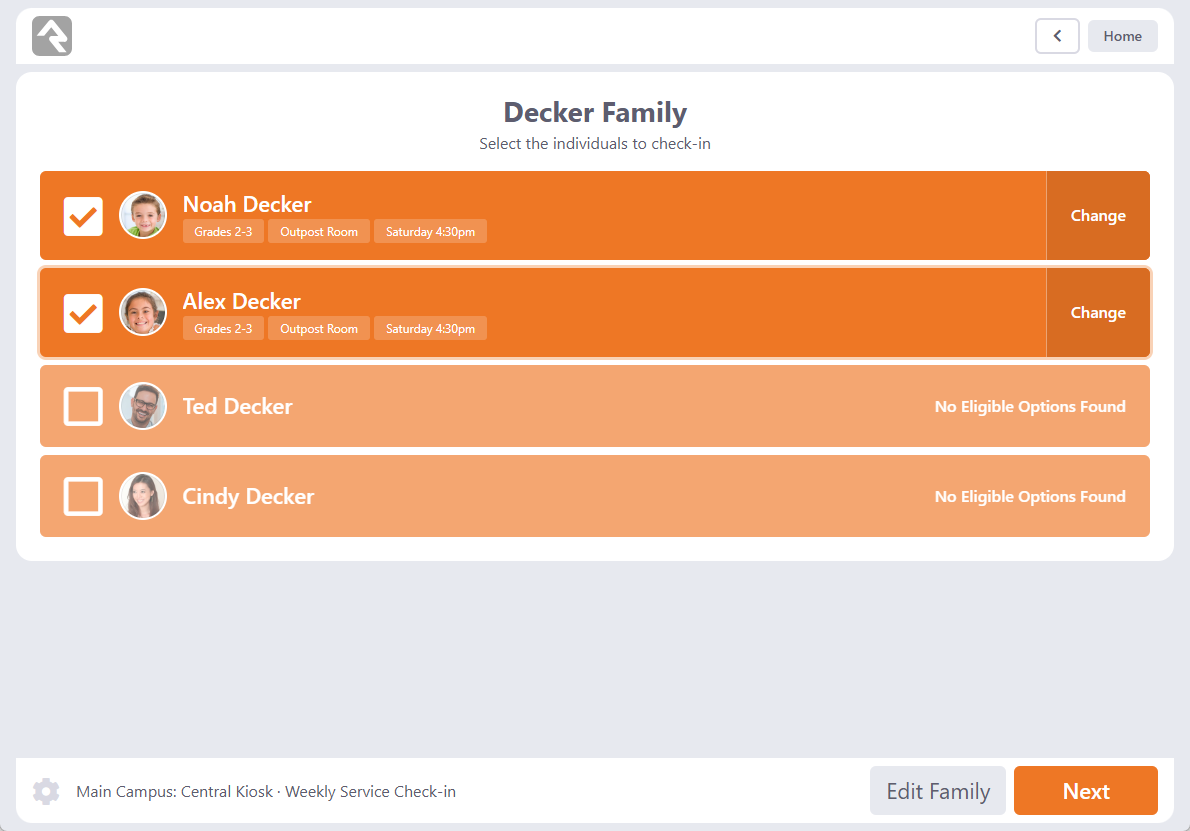 Auto-Selected Family and Locations