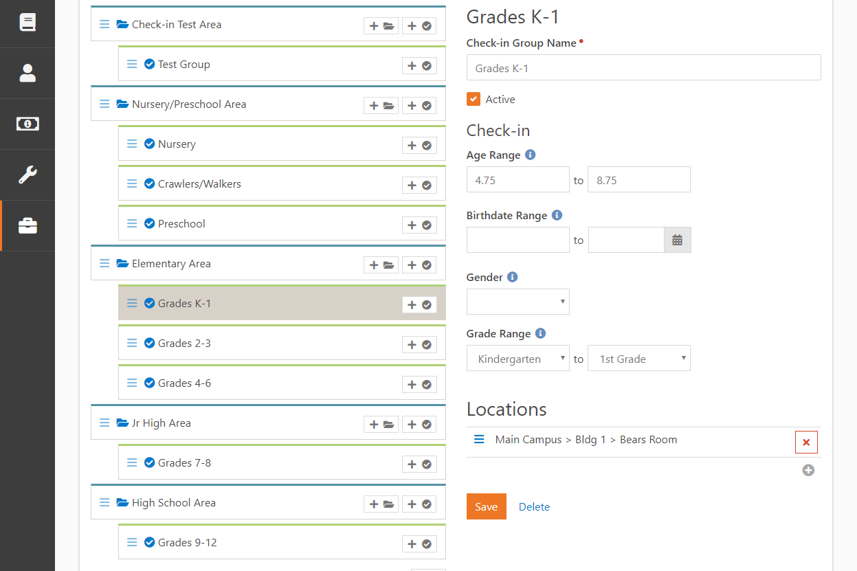 Check-in Birthdate Range