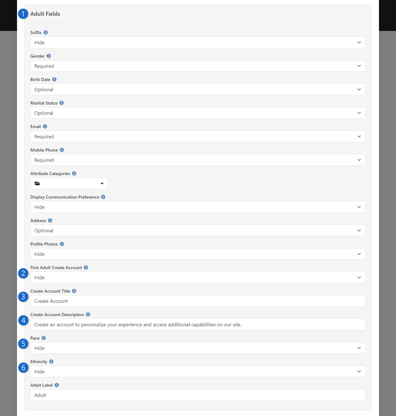 Family Pre-Registration Block Settings