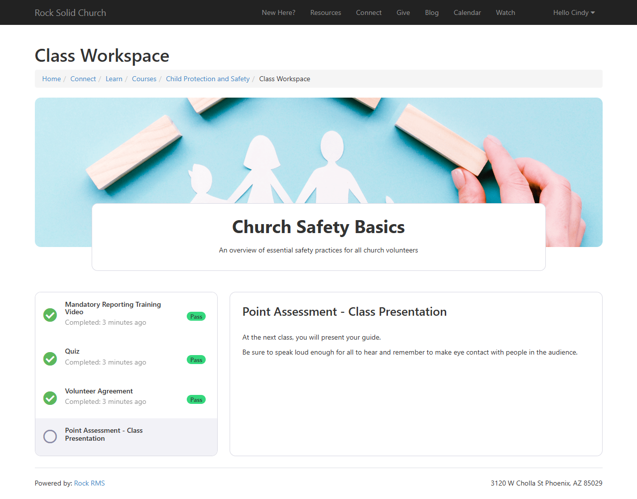 Student Completion view for Point Assessment