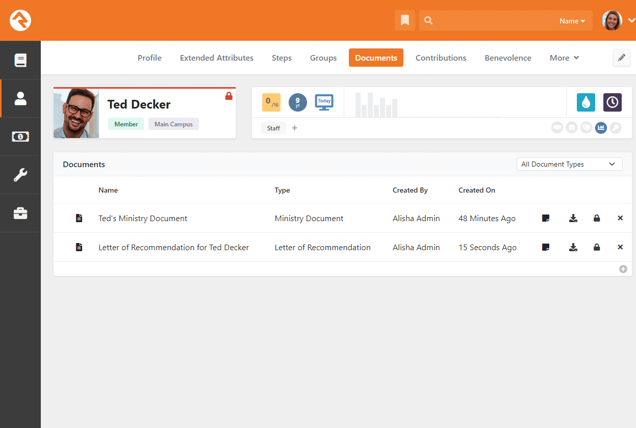 Person Profile Documents Tab