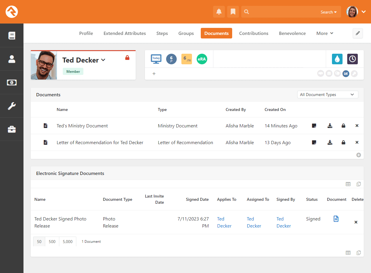 Person Profile Documents Tab