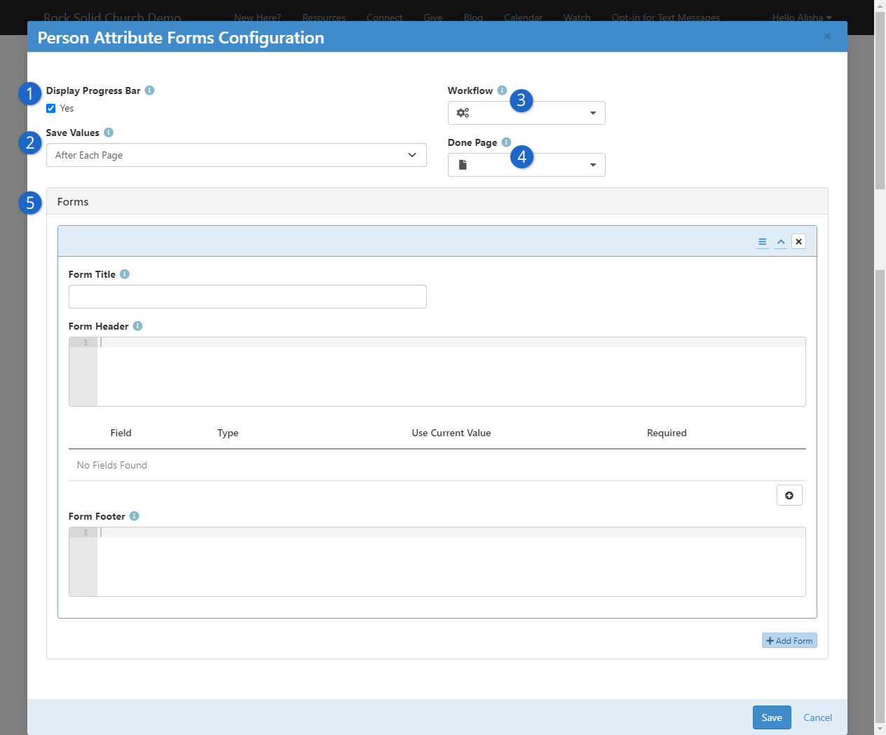 Person Attribute Forms Settings