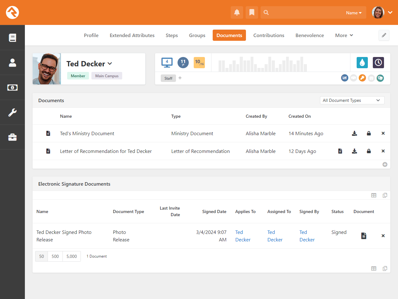 Person Profile Documents Tab