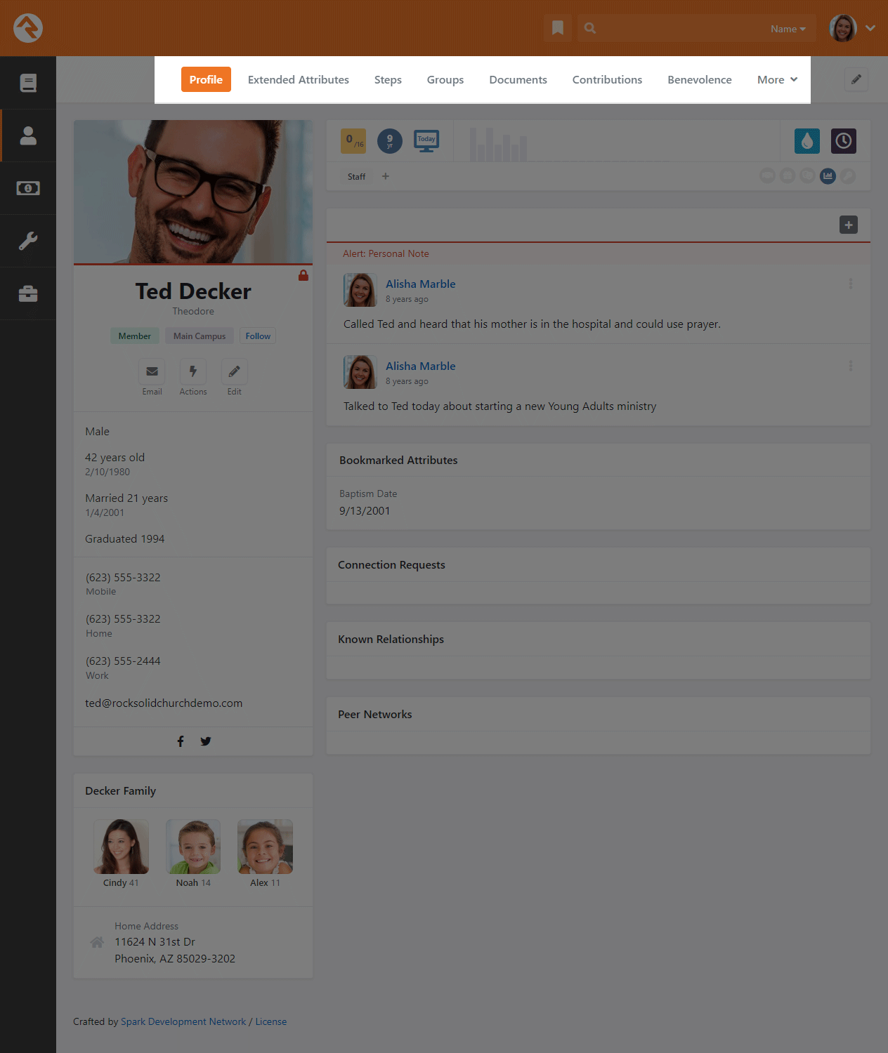 Subsections Bar - Person Profile