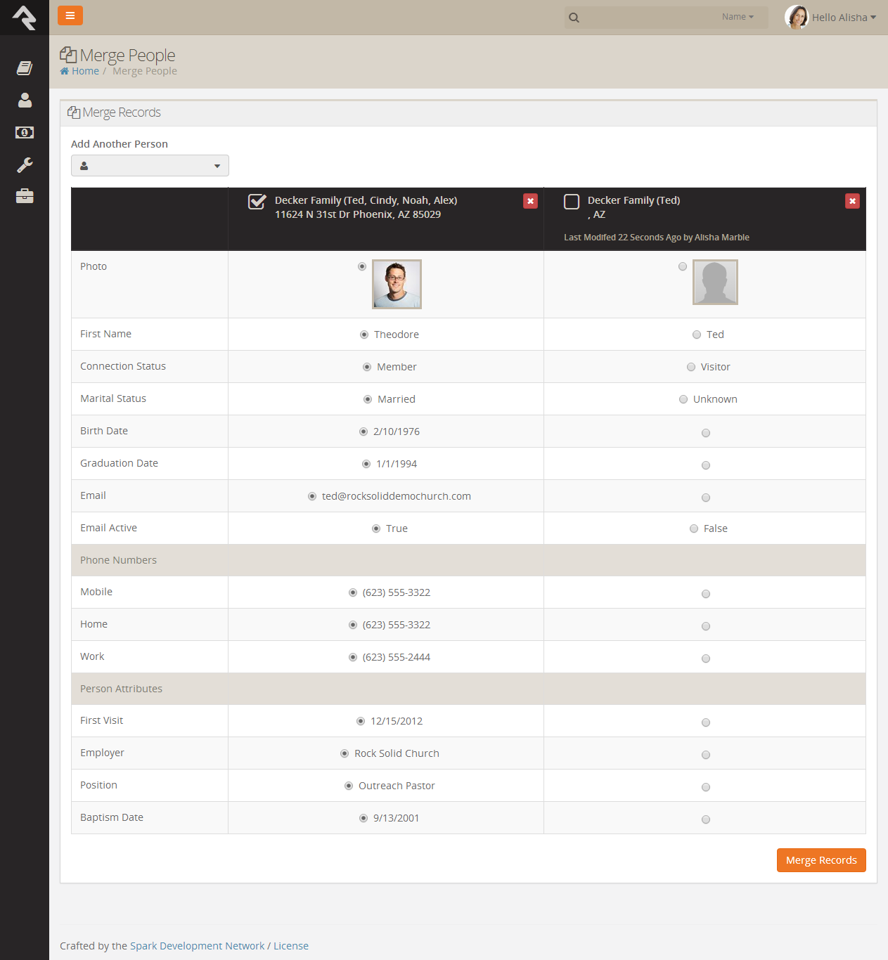 Merge Screen