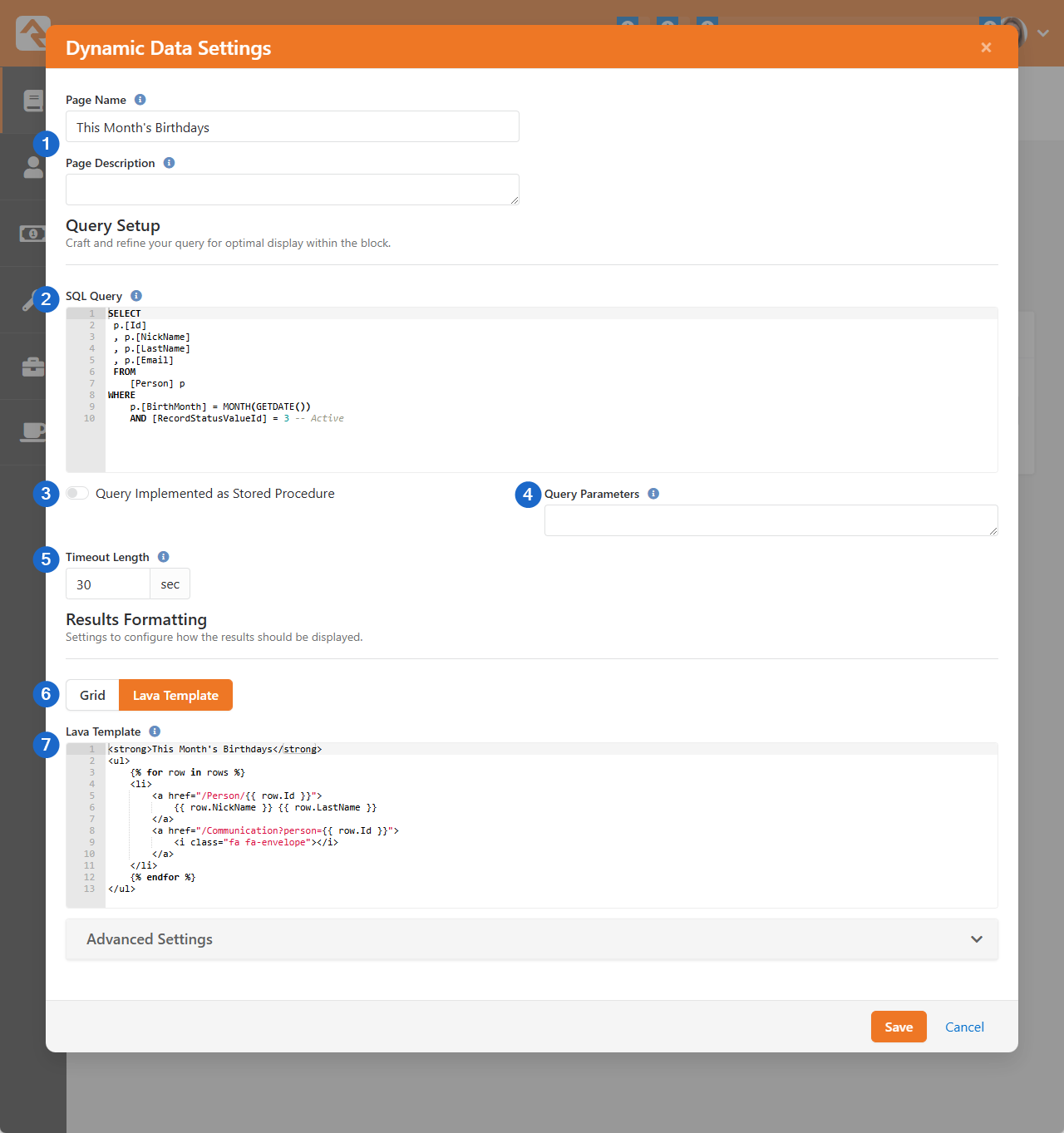 Dynamic Data Block with Lava Template selected