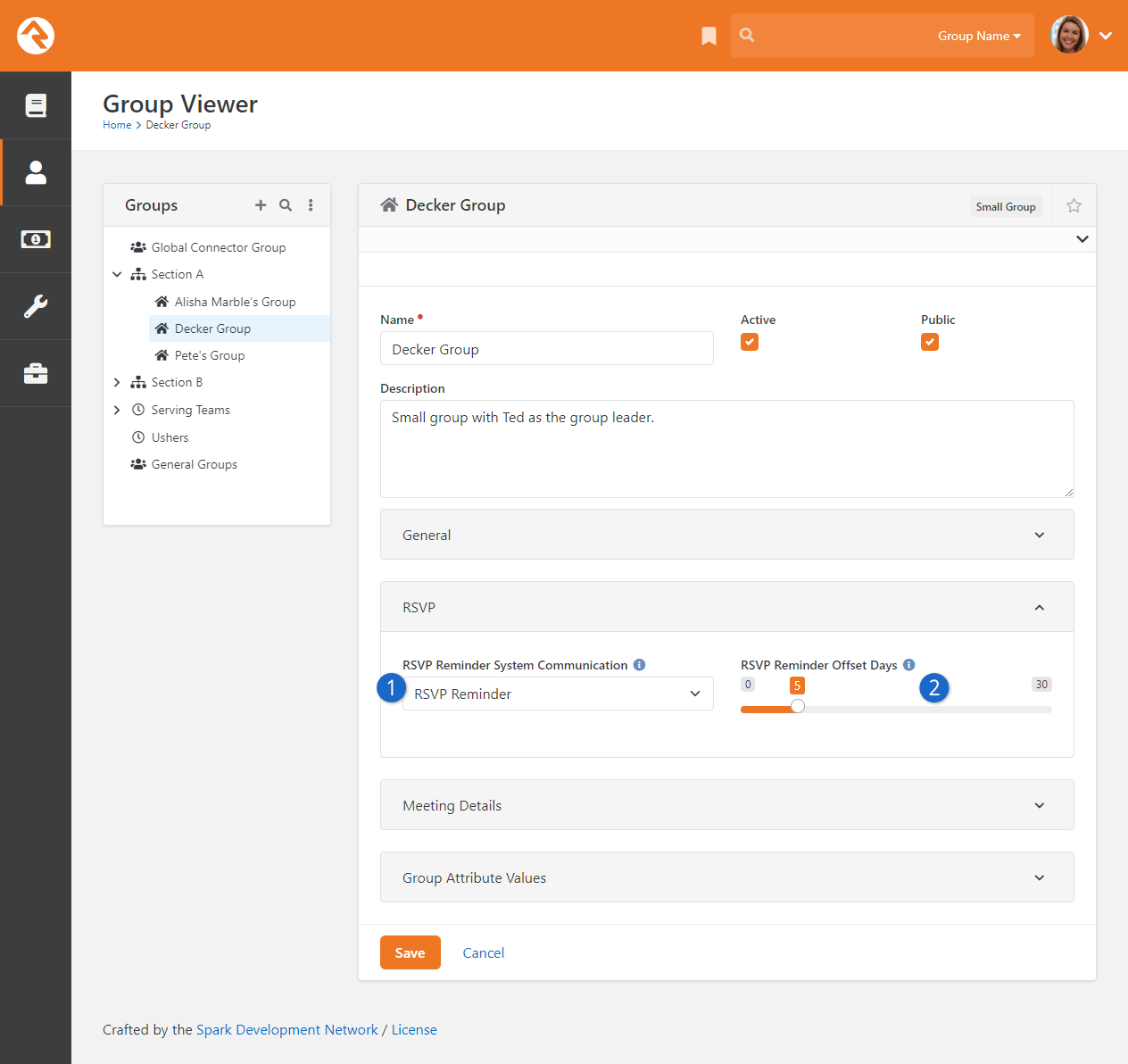 Group Viewer RSVP Reminder Settings