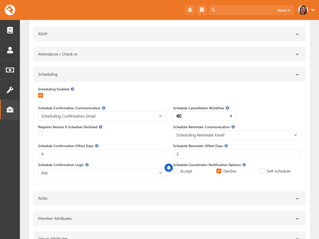 Schedule Coordinator Notification Options