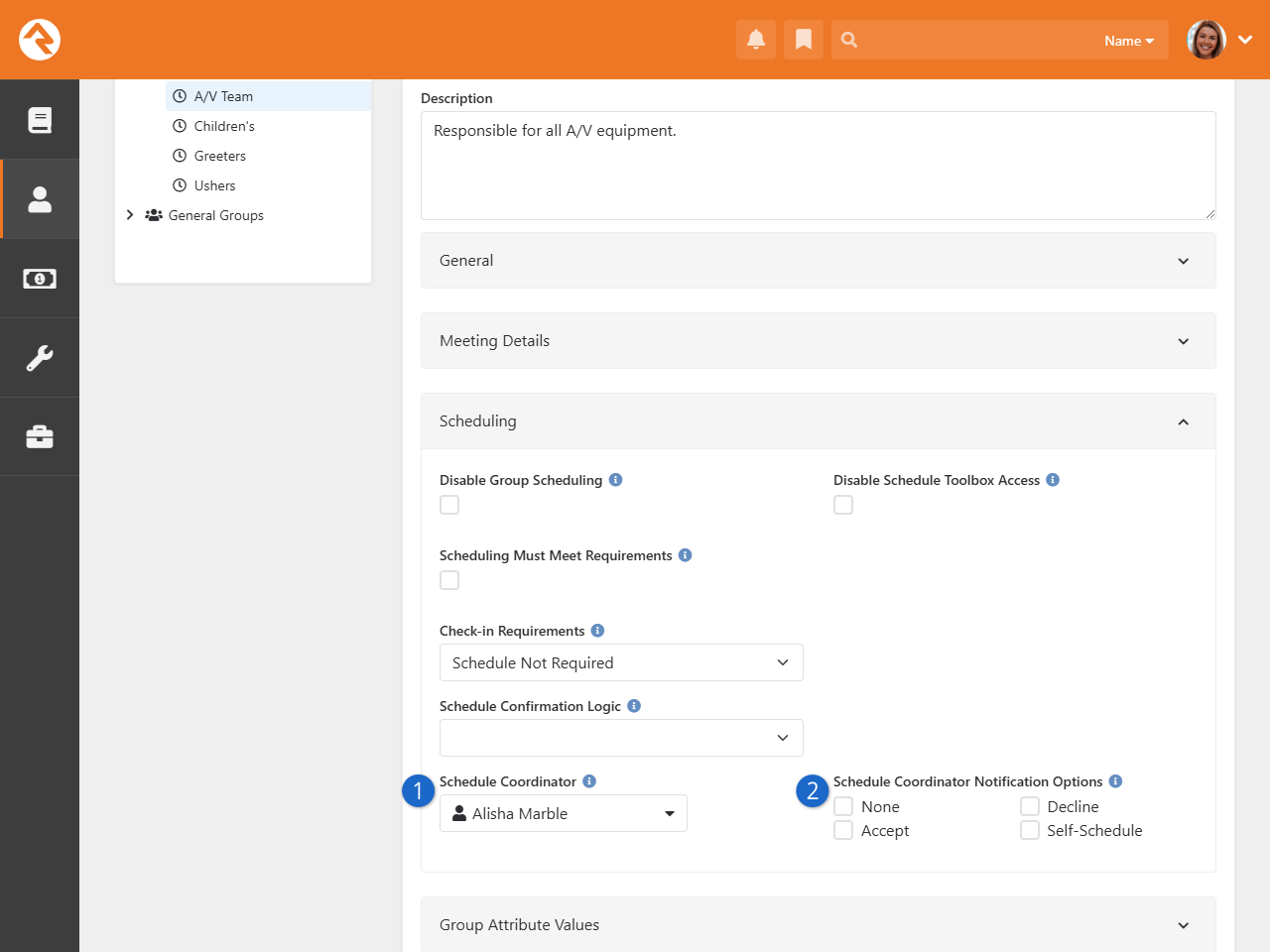 Schedule Coordinator Notification Settings