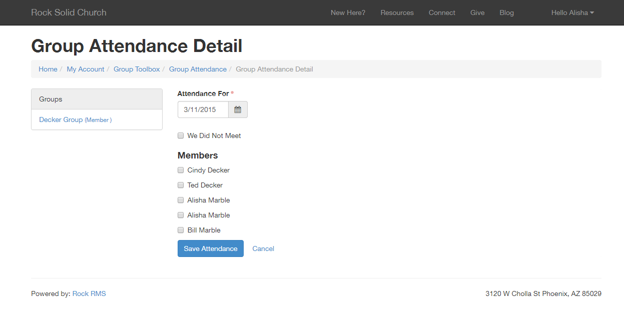 Group Attendance Entry