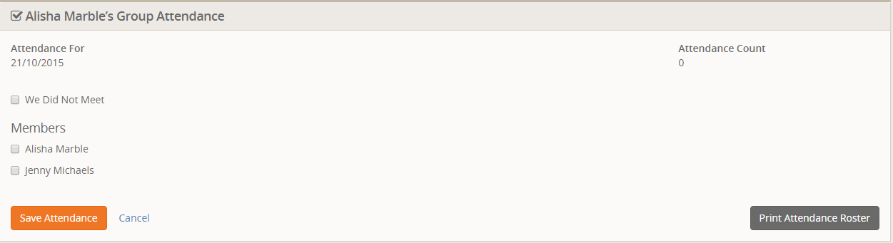 Group Attendance List