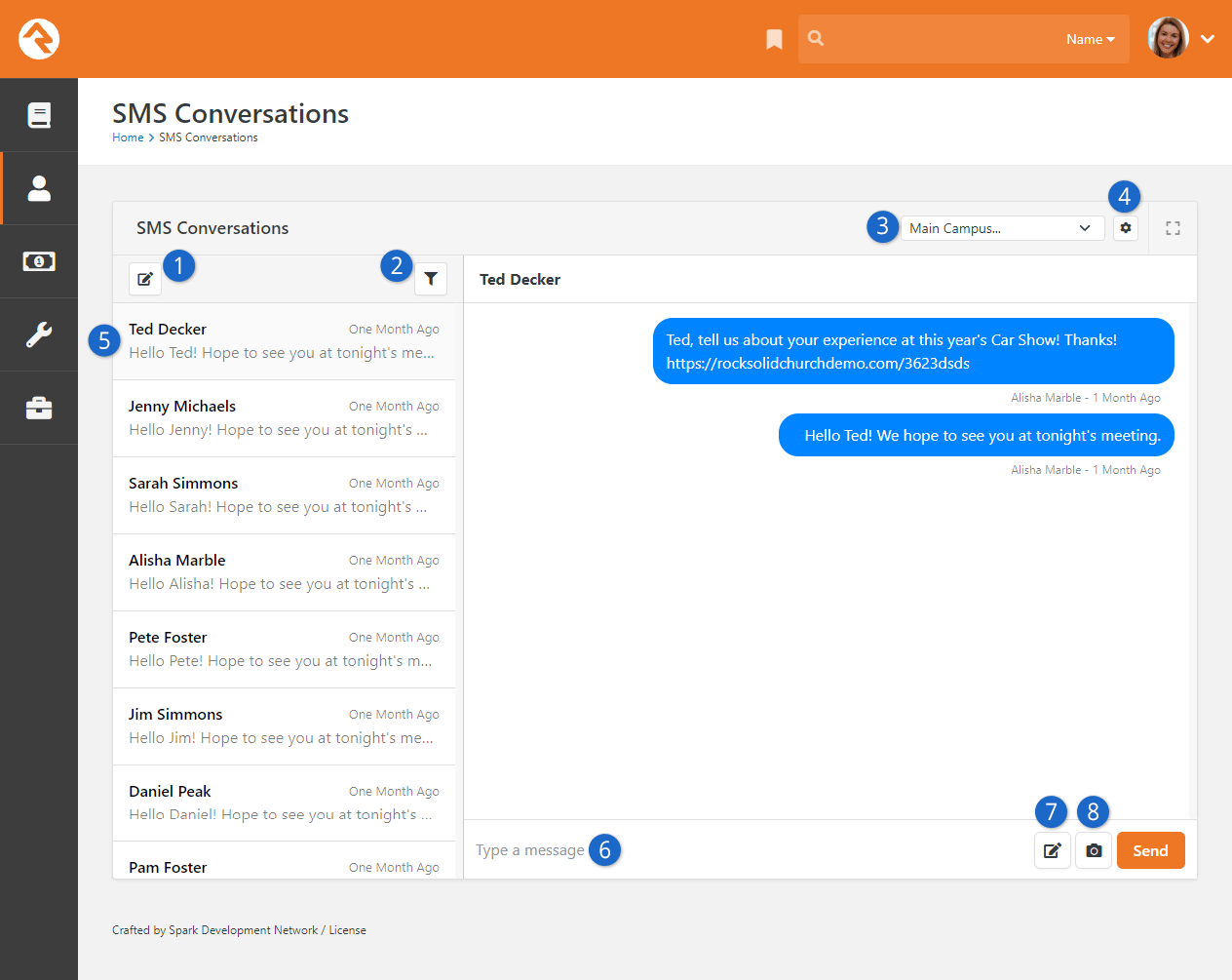 SMS Conversation Page