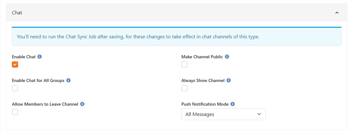 Chat Group Type settings in Rock
