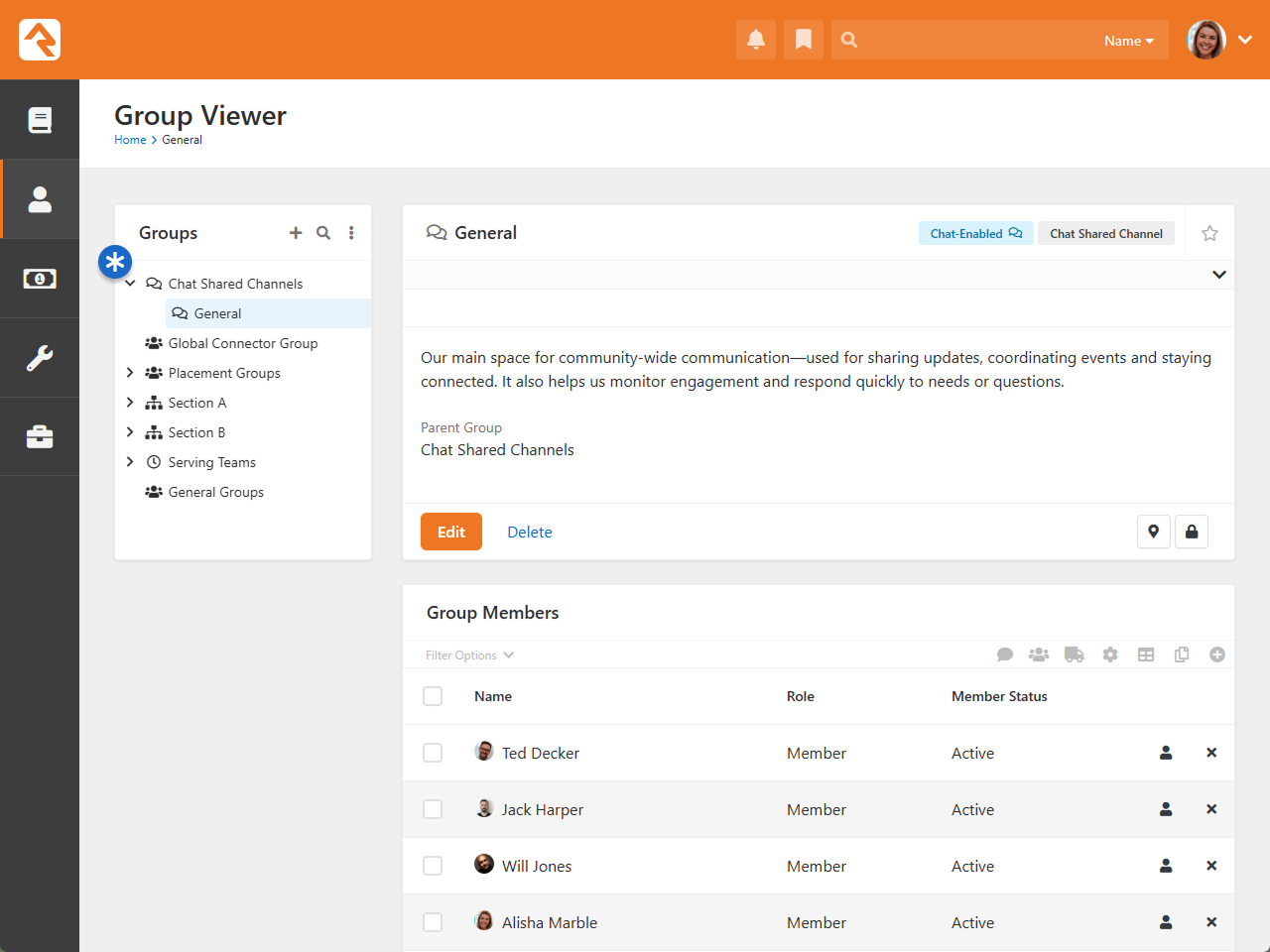 Chat Shared Channels in Group Viewer