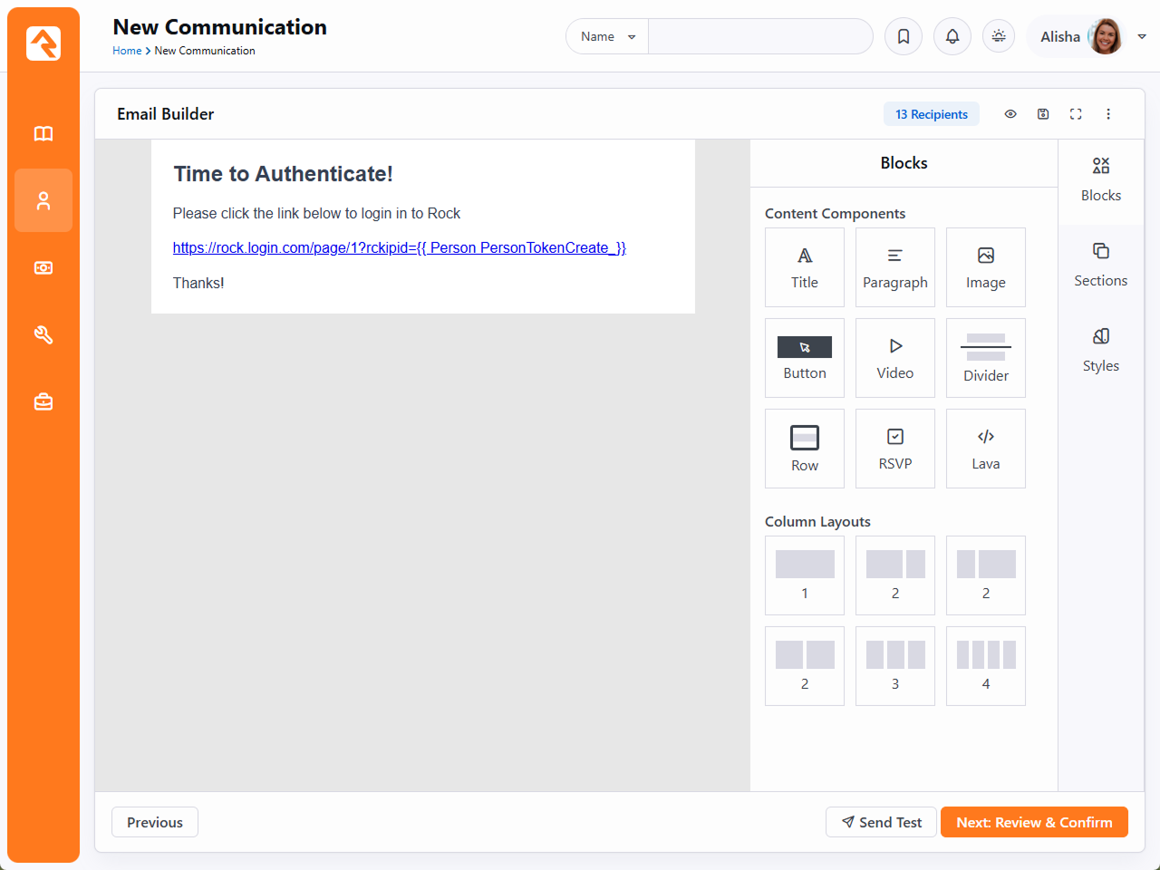 Email Link with Person Token