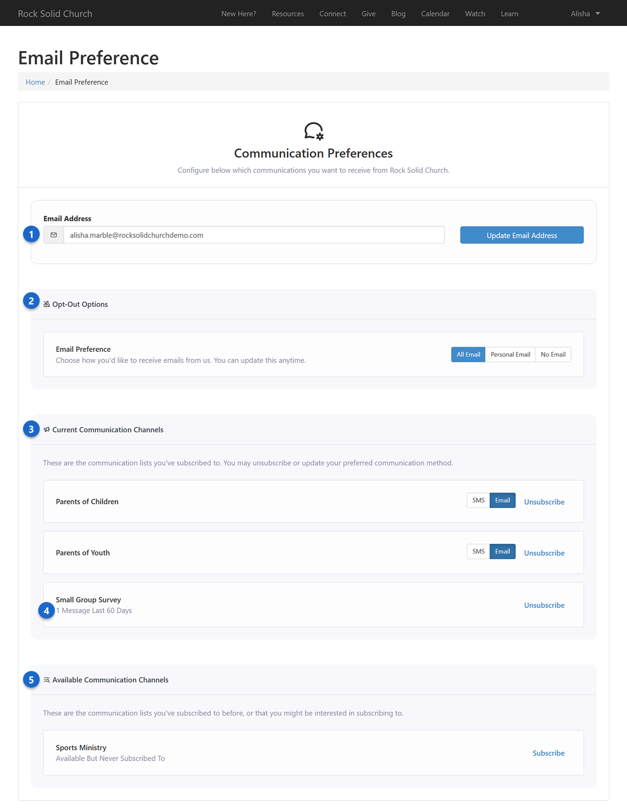 Communication Preferences Mode