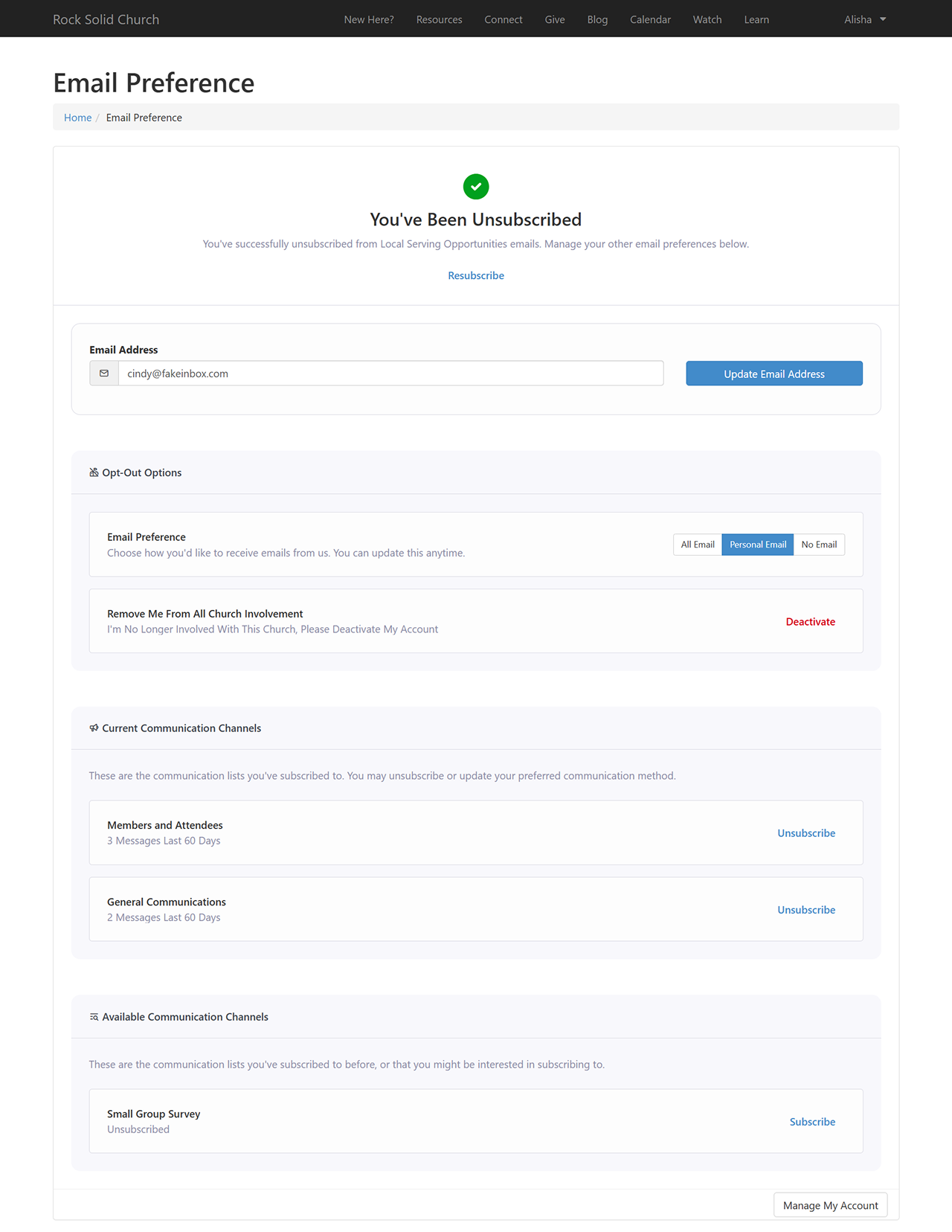 Email Preference - Unsubscribe Mode