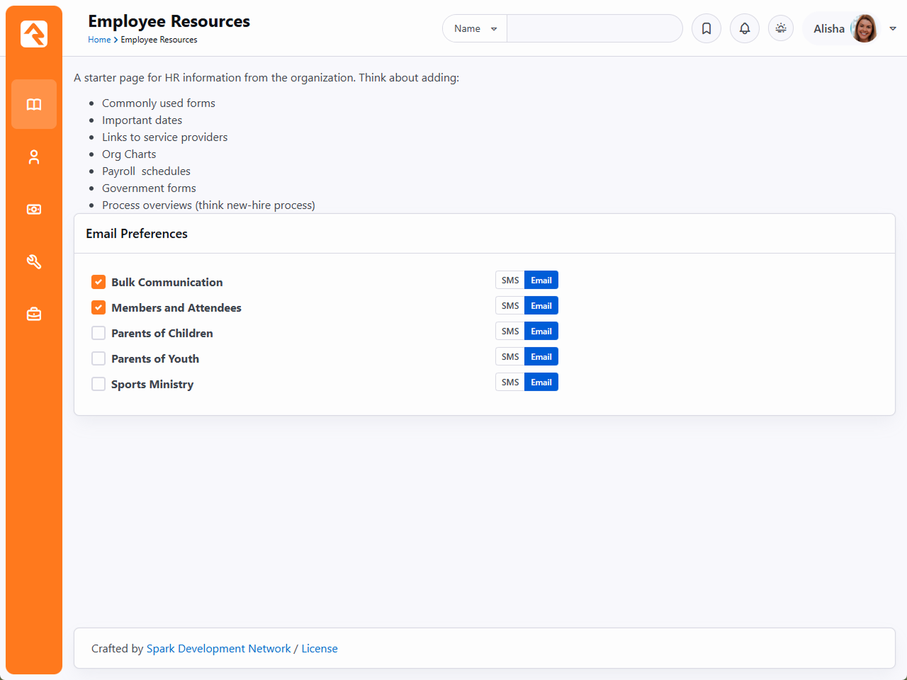 Sample Employee Resources Page