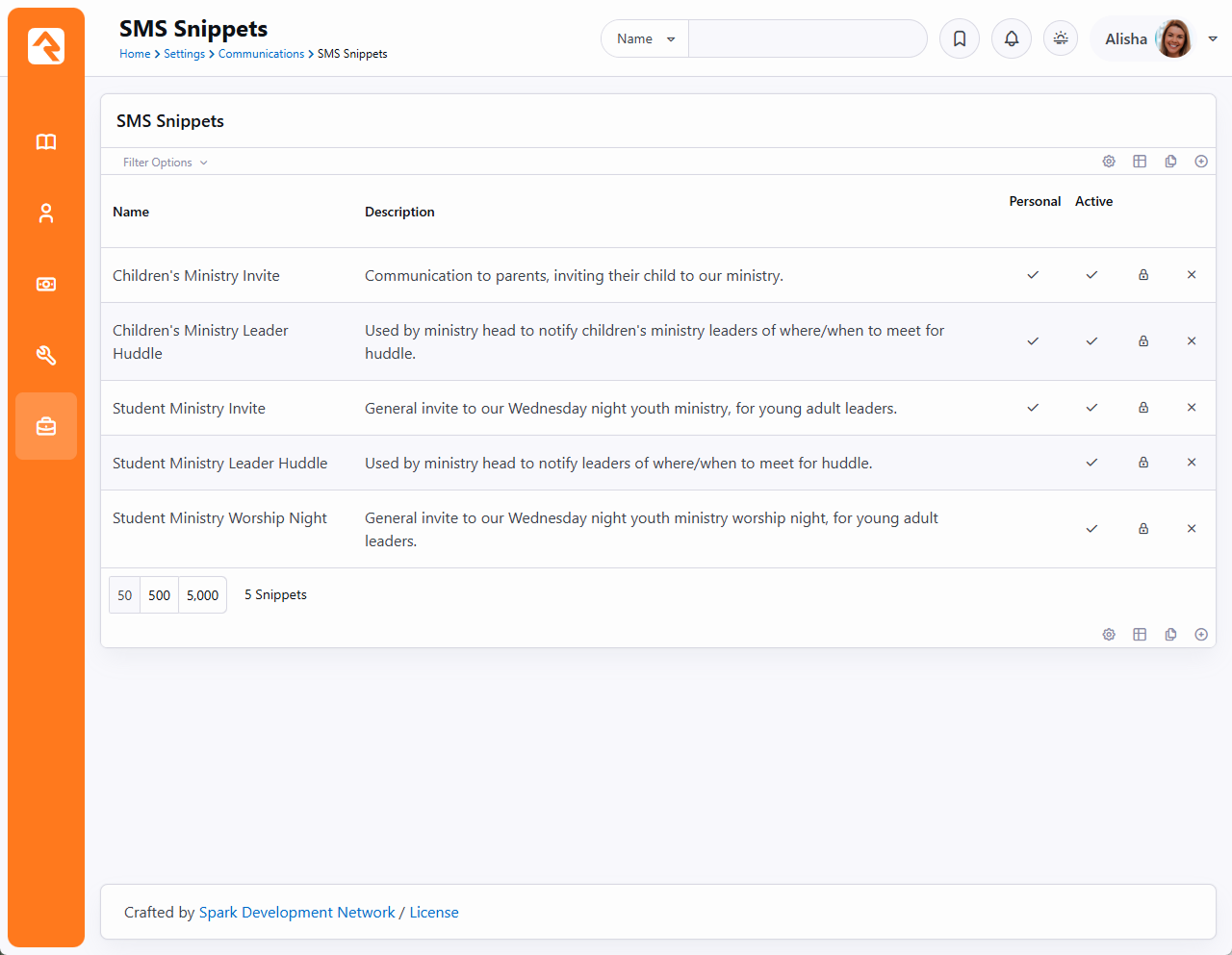 SMS Snippets